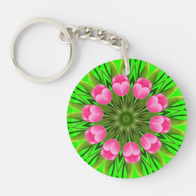 Beautiful Flower Mandala Design-79358 Key Ring (Front)