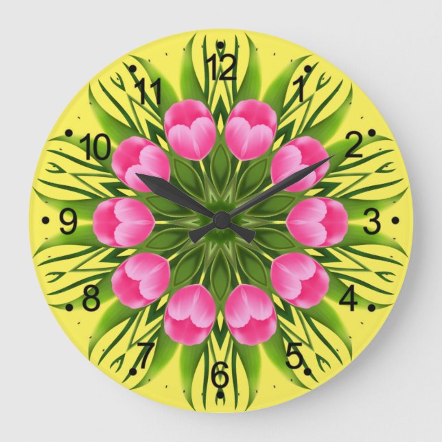 Beautiful Flower Mandala Design-79358 Large Clock (Front)