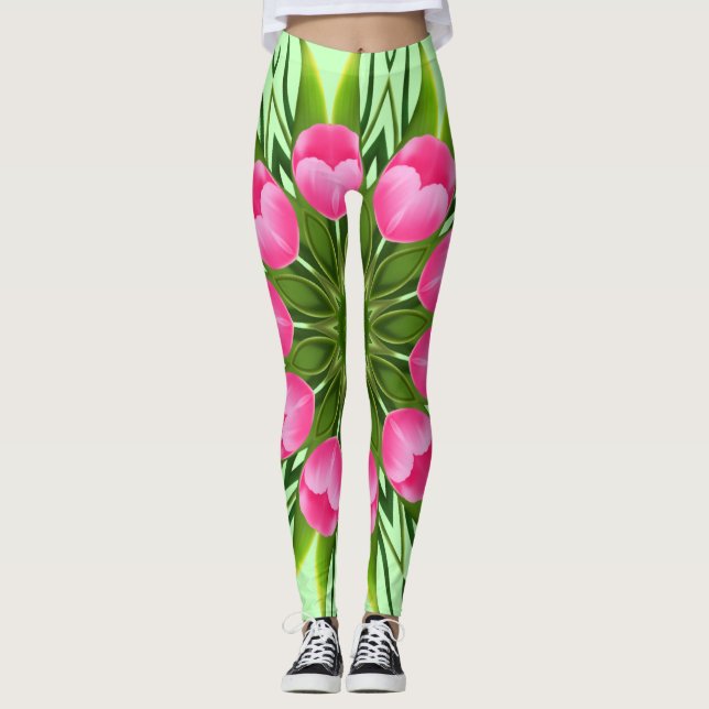 Beautiful Flower Mandala Design-79358 Leggings (Front)