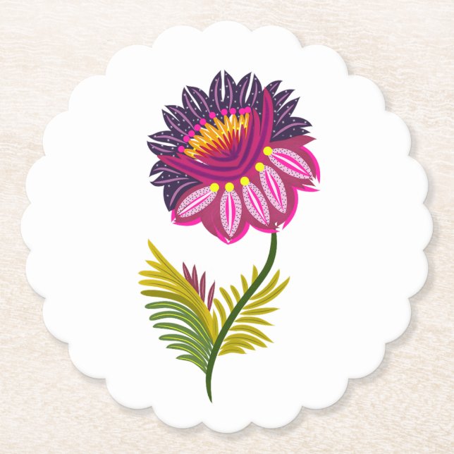 Beautiful flower paper coaster (Front)