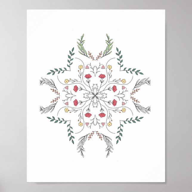 Beautiful flower pattern, mandala poster (Front)