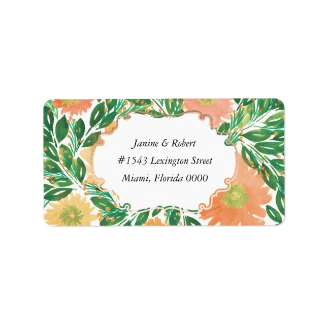 Beautiful Flower Watercolor Painting Address Label (Front)