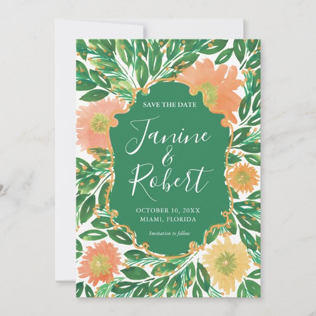 Beautiful Flower Watercolor Painting Save the Date Invitation (Front)
