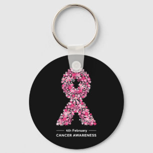 Beautiful Flower World Cancer Day Awareness  Key Ring