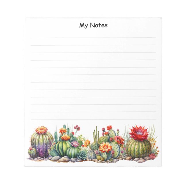Beautiful Flowering Cacti Notepad (Front)