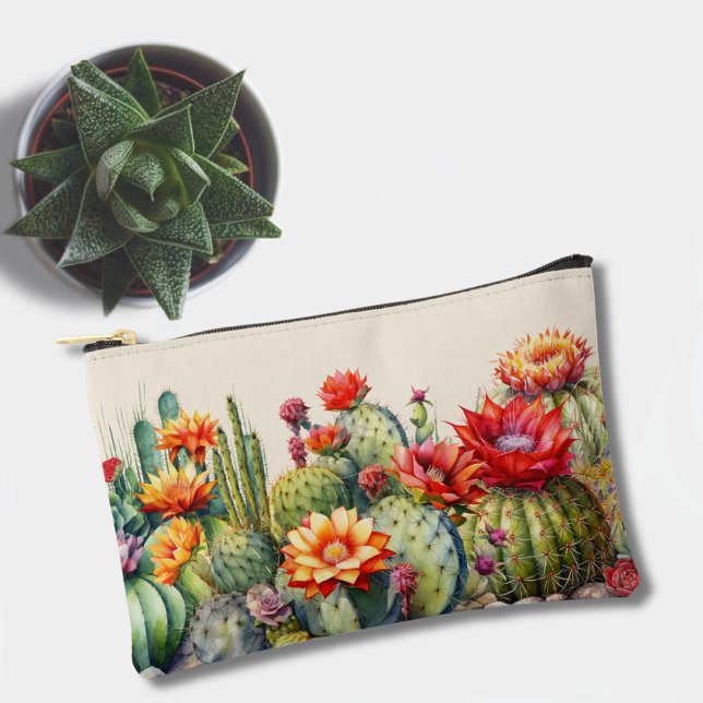 Beautiful Flowering Cacti Small Accessory Pouch (Creator Uploaded)