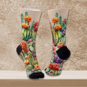 Beautiful Flowering Cacti Socks