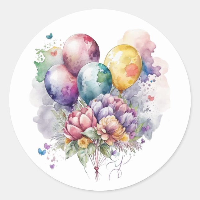 Beautiful Flowers and Balloons Stickers (Front)