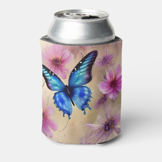Beautiful Flowers and Butterfly  Can Cooler (Can Back)