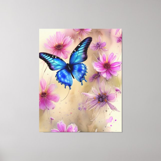 Beautiful Flowers and Butterfly  Canvas Print (Front)