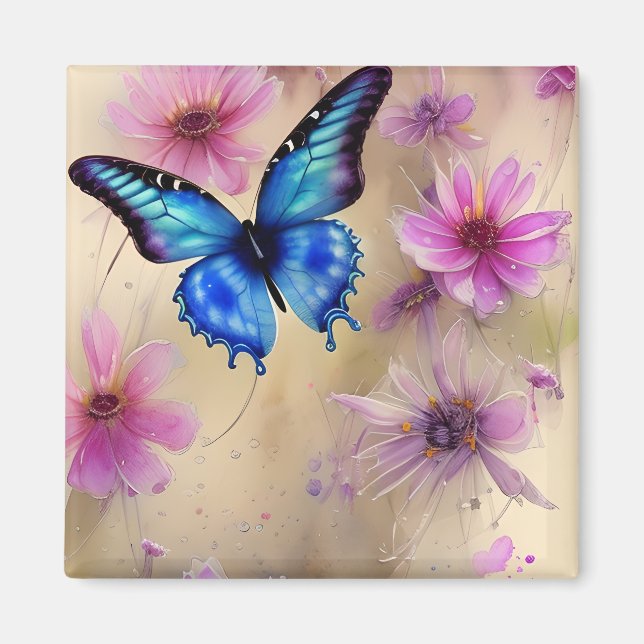 Beautiful Flowers and Butterfly  Magnet (Front)