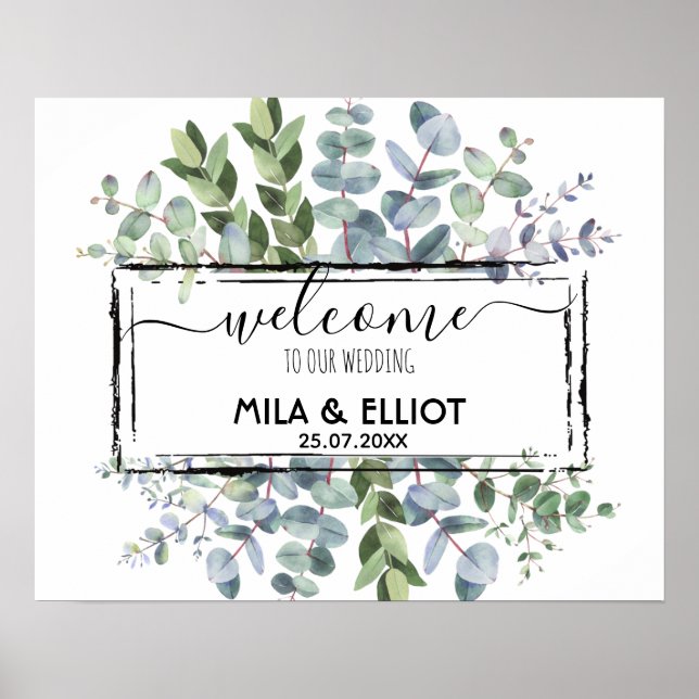 Beautiful flowers and eucalyptus poster (Front)