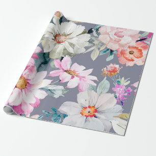 Beautiful flowers and leaves paintedart,flower,abs wrapping paper