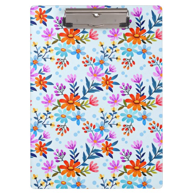 Beautiful Flowers And Leaves Pattern  Clipboard (Front)