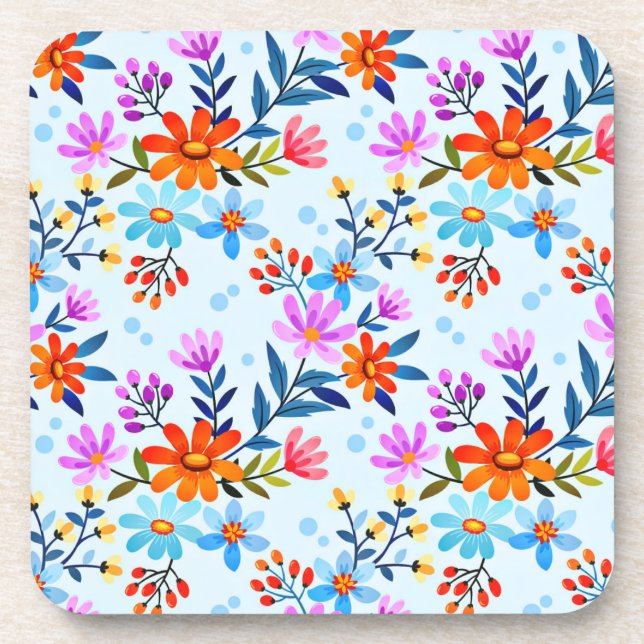 Beautiful Flowers And Leaves Pattern  Coaster (Front)