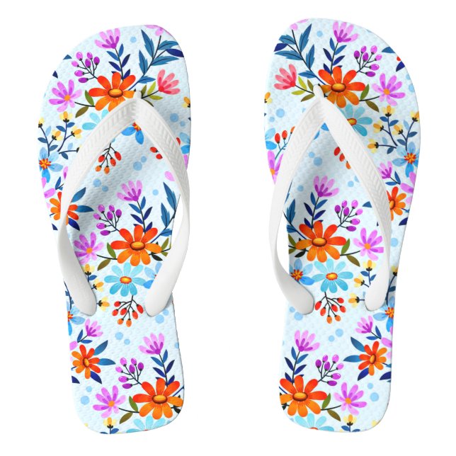 Beautiful Flowers And Leaves Pattern  Jandals (Footbed)