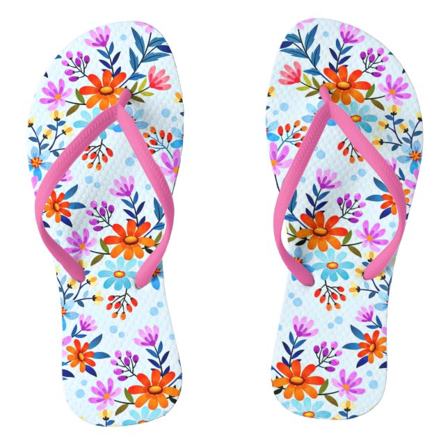 Beautiful Flowers And Leaves Pattern  Jandals (Footbed)