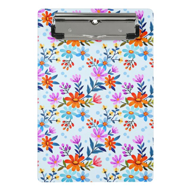 Beautiful Flowers And Leaves Pattern  Mini Clipboard (Front)