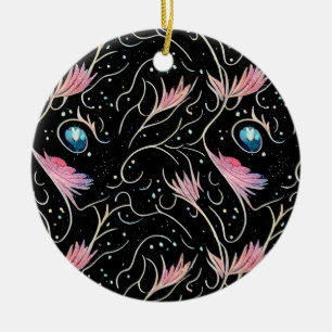 Beautiful Flowers and Swirls Pattern Ceramic Tree Decoration