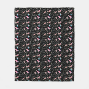 Beautiful Flowers and Swirls Pattern Fleece Blanket