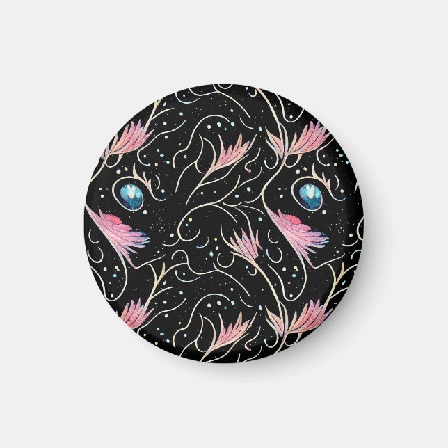 Beautiful Flowers and Swirls Pattern Magnet (Front)