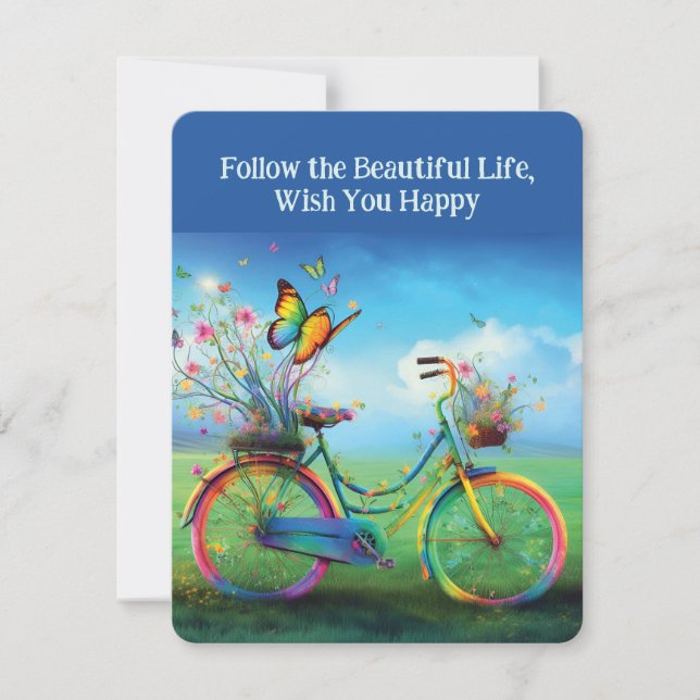 Beautiful Flowers Bicycle Nature  Holiday Card (Front)