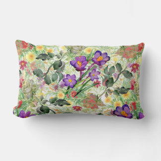 Beautiful Flowers Blooming Summer Garden Lumbar Cushion