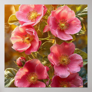 Beautiful flowers bright pink poster