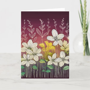 Beautiful flowers Burgundy accent Thank You Card