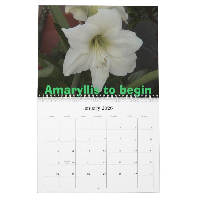 Beautiful Flowers Calendar (Jan 2026)