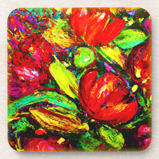 "Beautiful Flowers" Cute Art. Buy Now Coaster (Front)