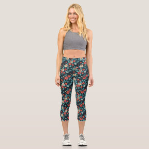 Beautiful Flowers Floral Pattern-48965 Capri Leggings