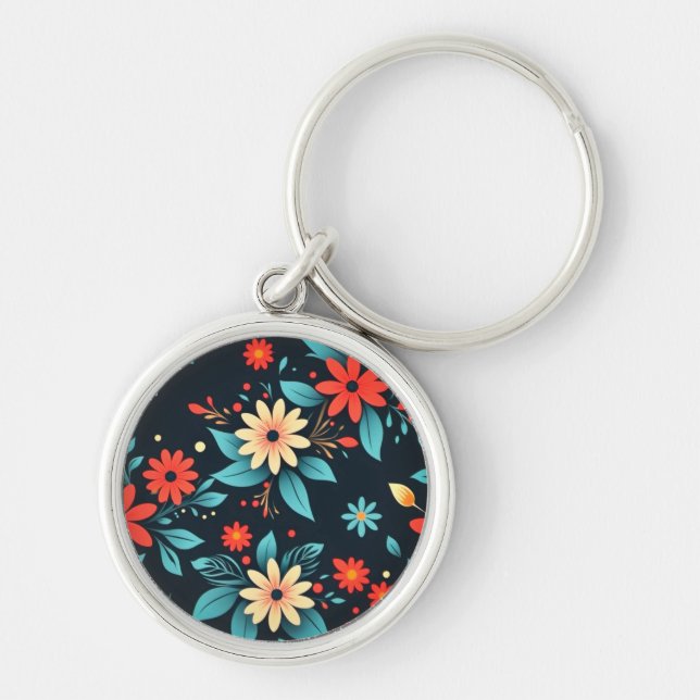 Beautiful Flowers Floral Pattern-48965 Key Ring (Front)
