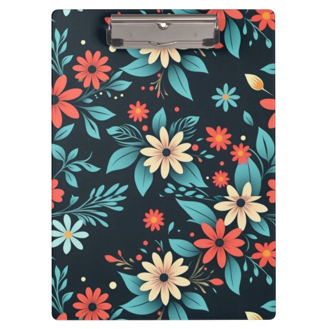 Beautiful Flowers Floral Pattern Clipboard (Front)