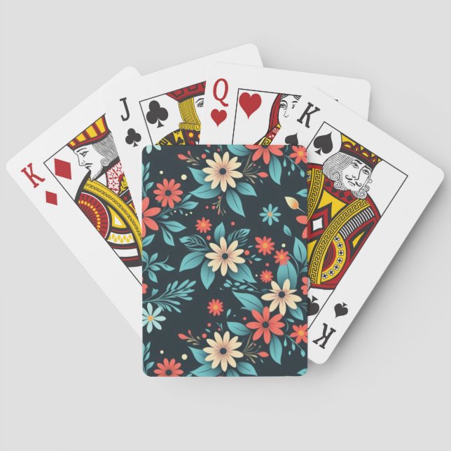 Beautiful Flowers Floral Pattern Playing Cards (Back)