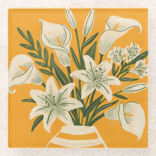 Beautiful Flowers Glass Coaster (Front)