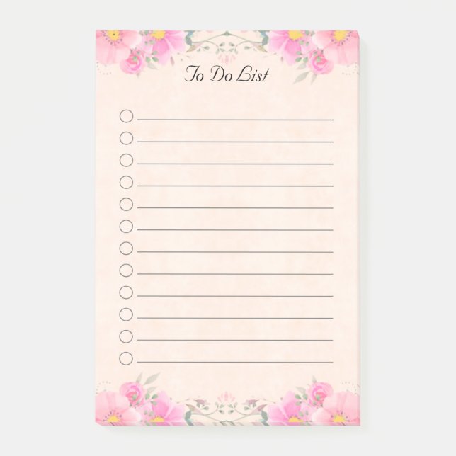 Beautiful Flowers in Pastel Colours To Do List Post-it Notes (Front)