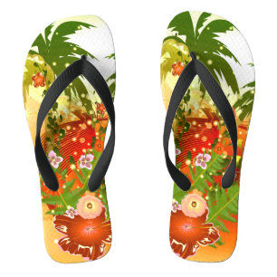 Beautiful flowers in tropical design jandals
