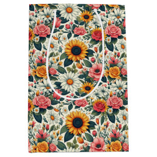 Beautiful Flowers Medium Gift Bag