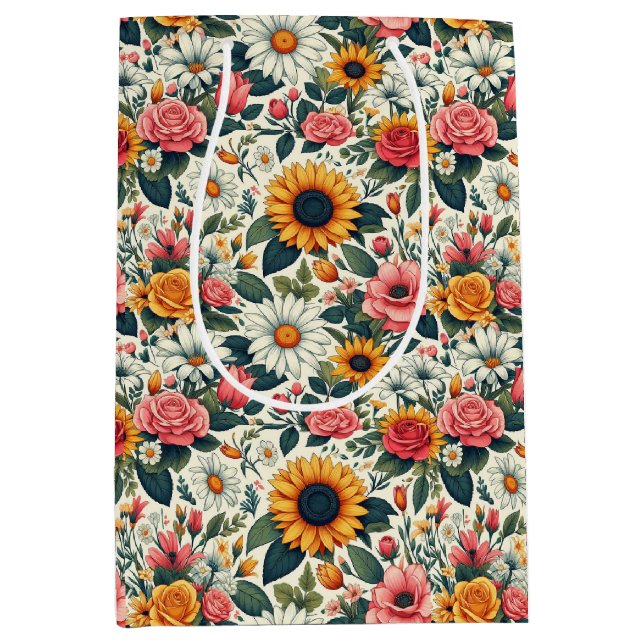 Beautiful Flowers Medium Gift Bag (Front)