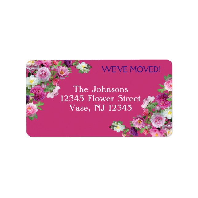 Beautiful Flowers New Address Labels (Front)