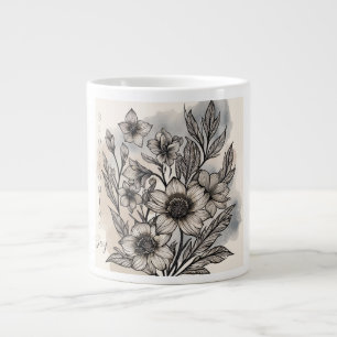 Beautiful Flowers Pattern,Blossoming Joy Large Coffee Mug