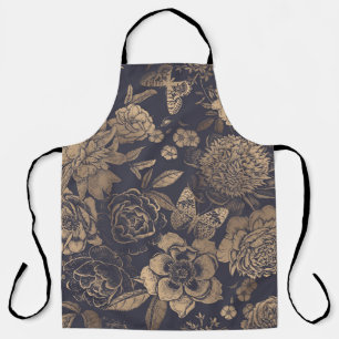 Beautiful flowers peonies, roses and butterflies.  apron