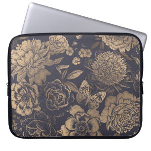 Beautiful flowers peonies, roses and butterflies. laptop sleeve