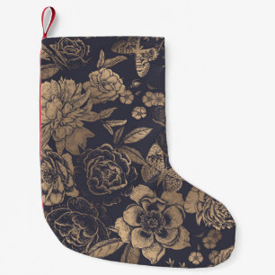 Beautiful flowers peonies, roses and butterflies.  small christmas stocking