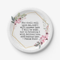 Beautiful Flowers Psalm 91 Paper Plate