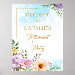 Beautiful flowers Retirement Party Welcome Sign
