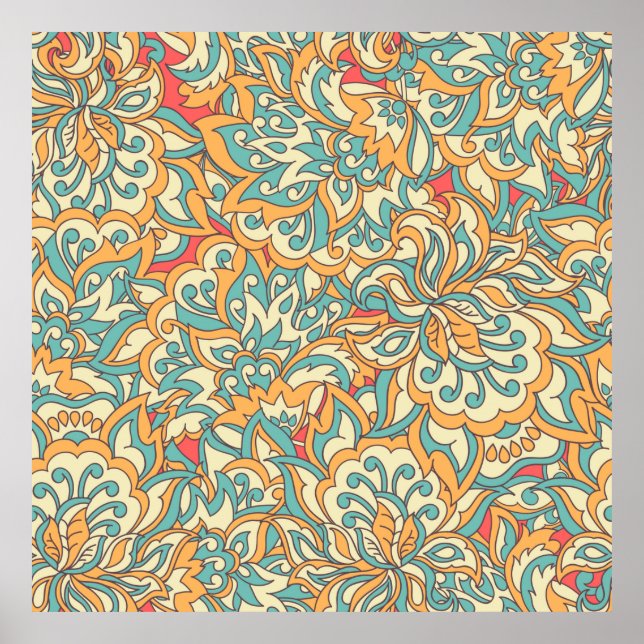 beautiful flowers seamless pattern. floral vintage poster (Front)