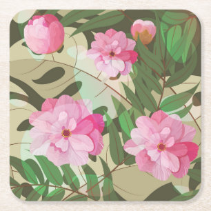 Beautiful Flowers Sketch Coaster Set