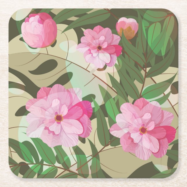 Beautiful Flowers Sketch Coaster Set (Front)